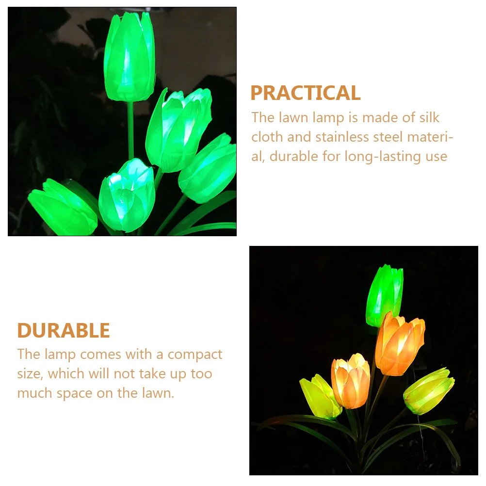 

Solar Powered Lights Creative Tulip Design Yellow Silk Stainless Steel Compact Size Energy Saving Garden Lawn Lighting Outdoor