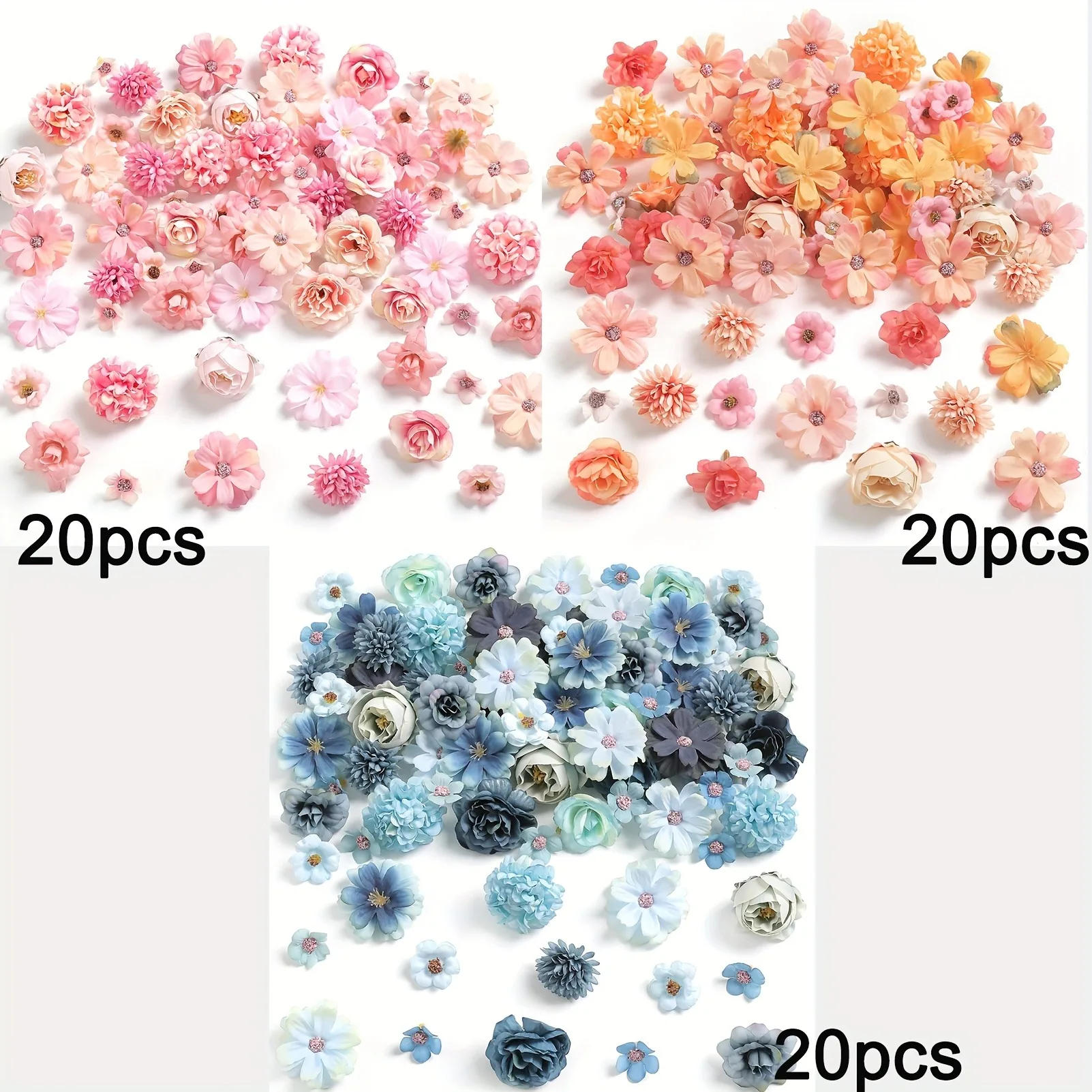 60 Stück künstliche Blumen Kopf Seide Rose gefälschte Blumen Home Decor Party Supplies Hochzeit Dekoration Handwerk Geschenke Kranz Zubehör – Detail 11