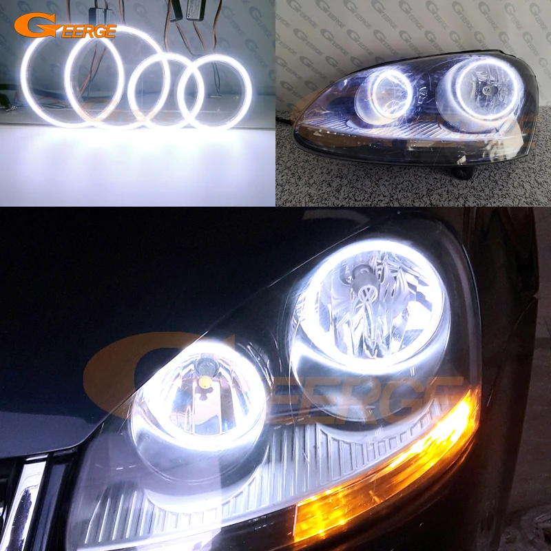 For Volkswagen VW Golf V 5 MK5 Rabbit Jetta GTI R32 2005 - 2009 Day Light Ultra Bright COB Led Angel Eyes Kit Halo Rings