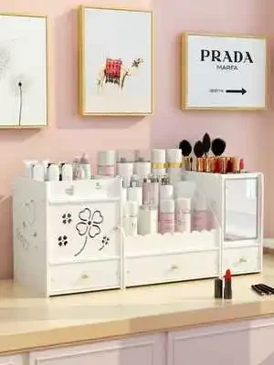 

NEW Plastic Cosmetic Storage Box Home Desktop Drawer Mirror Dresser Boxes Makeup Skin Care Jewelry Lipstick Shelf Organizer Case