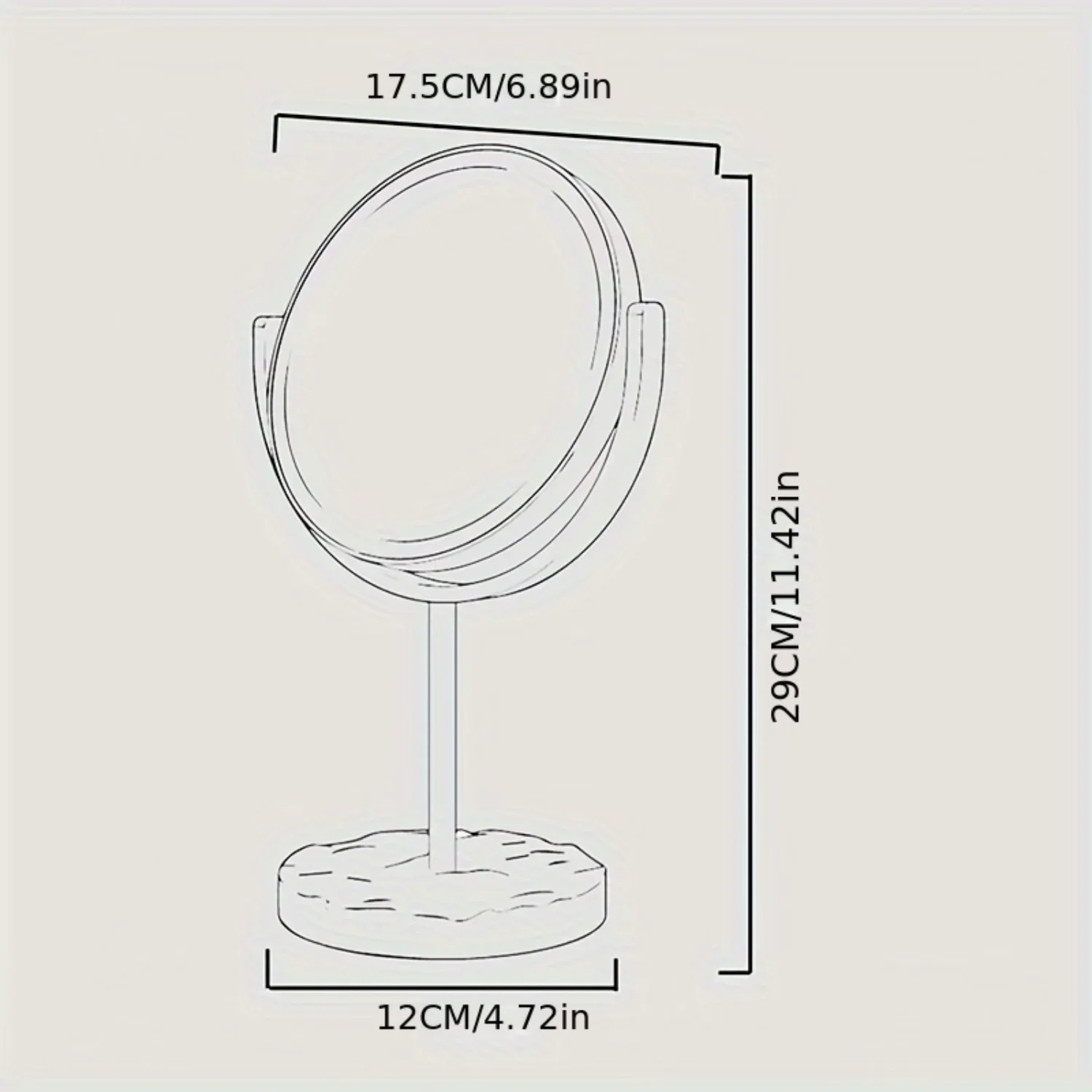 Espejo de maquillaje de tocador con luz, espejo cosmético de doble cara, espejo de mesa para dormitorio, dormitorio, oficina, plástico Simple Por 1 pieza