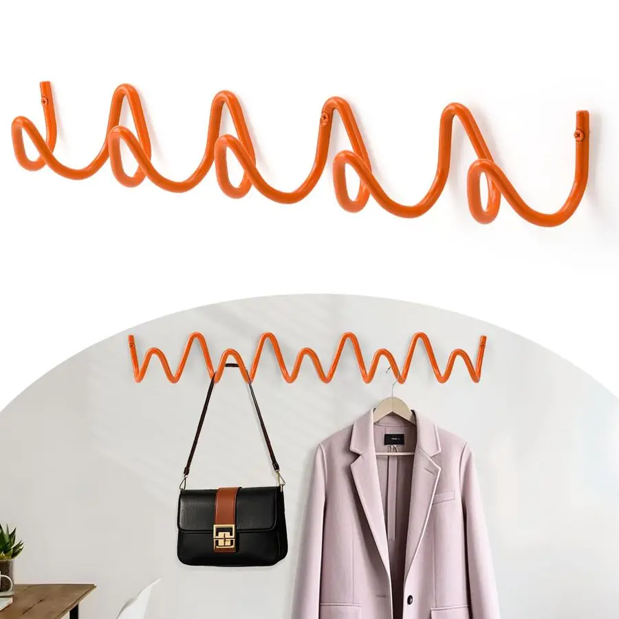 

Настенный крючок-держатель, креативные волнообразные настенные крючки, грузоподъемность 20 кг, простая установка, многофункциональные крючки для пальто, шляп, сумок, зонтов.