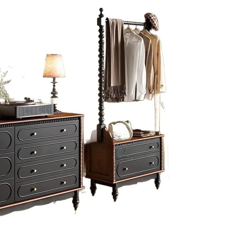French solid wood coat rack bedside table integrated hanger floor-to-ceiling bedroom medieval rack overnight secondary net hange