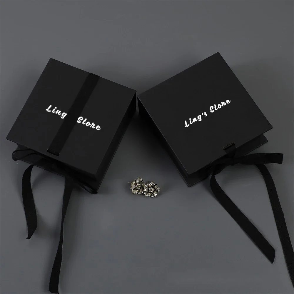 

24/50/100Pcs 9.3×9.5×3.5cm Jewelry Packaging Box Tied Ribbon Bowknot Organizer Earring Necklace Pendant Perfume Trial Storage