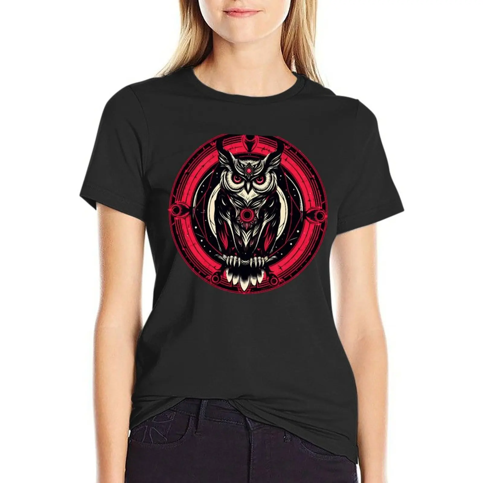 

Celestial Owl Symbol T-Shirt Short sleeve tee anime sweat tight shirts for Women