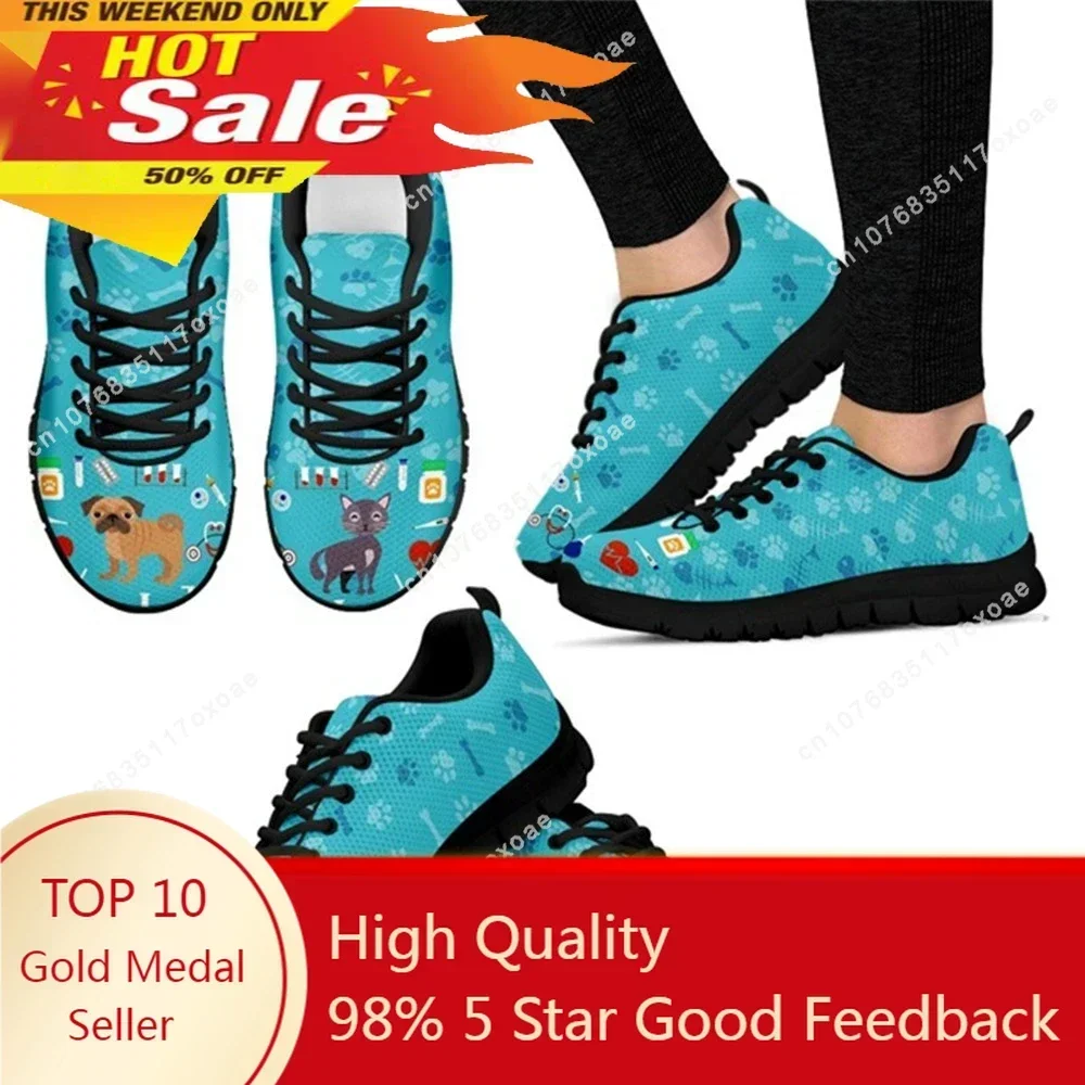 Veterinary Diagram Pattern Air Mesh Sneakers Shoes for Women Spring Summer Female Flats Shoes Feminino Zapatillas