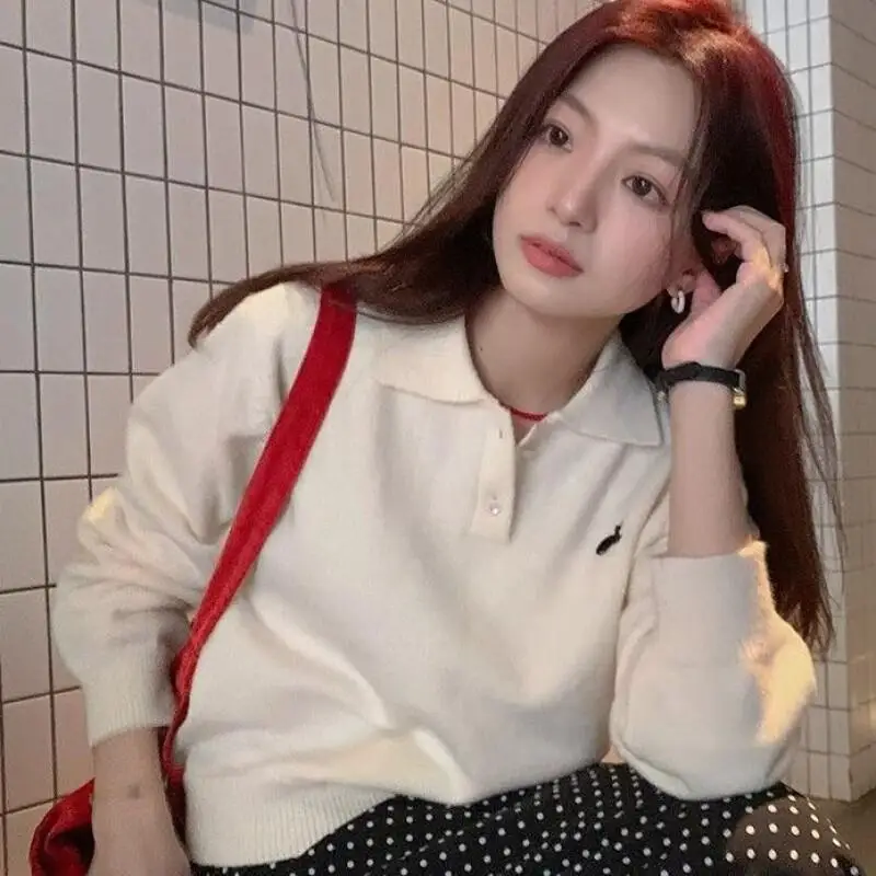 Frau Outdoor Top Kleidung Herbst Klassische Freizeit Täglich Strickwaren Pullover Neue Süße Nette Frische Kawaii Vielseitig Kurze Pendeln