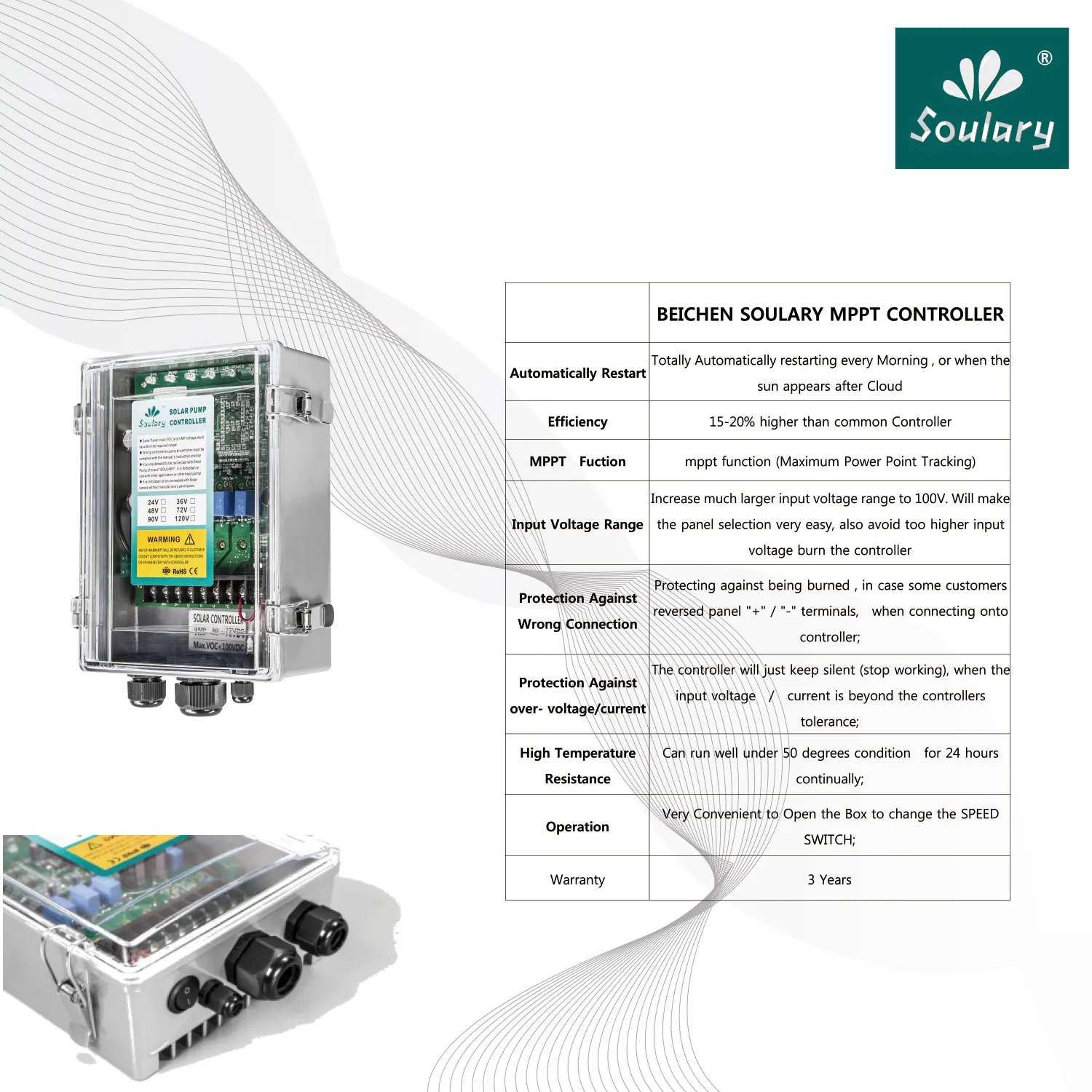 Imagem -03 - Bomba Solar Submersível Qualidade Superior 270w 36v Fluxo: 1.8 m3 hr Cabeça 100 m