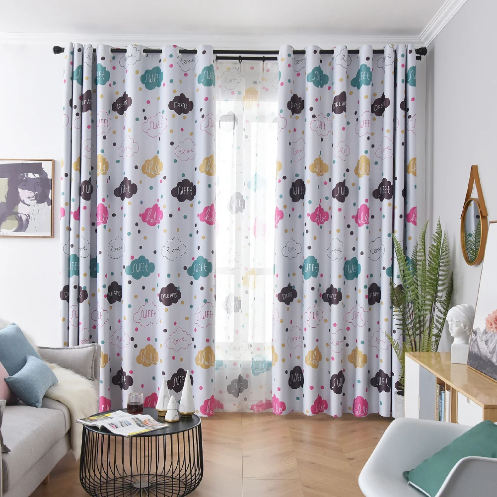 LEEJOOM Cartoon Print Kids Children Room Curtain Blackout Shading Blind Window Drapes Tulle Sheer for Home Decor 1PC