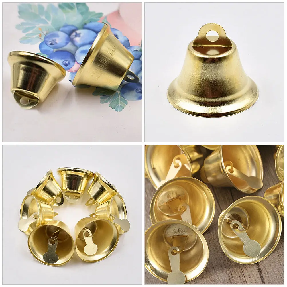 100Pcs Gold DIY Bell Ornaments Small Craft Bells Hanging Mini Bell Pendants for Christmas Tree Decoration Craft Supplies view 3