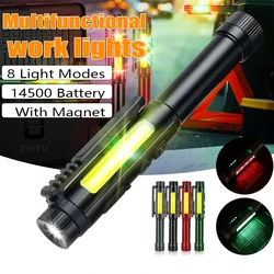 Magnetic LED Working Flashlight 14500 Rechargeable Battery COB+XPE Pen Lighr Bright  Camping  Emergency Torch Lantern