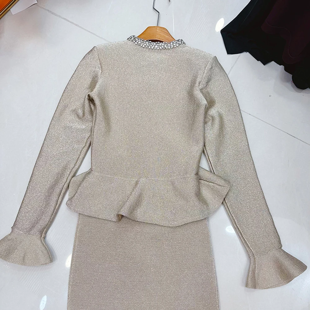 TWOTWINSTYLE – robe élégante pour femmes, couleur unie, Slim, col rond, manches longues, taille haute, boutons épissés, Chic, KDR554326