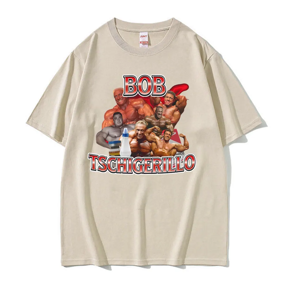 مضحك ميمي بوب Tschigerillo كمال الاجسام تجريب الجرافيك تي شيرت الرجال النساء خمر تي شيرتات قصيرة الاكمام عادية القطن تي شيرت