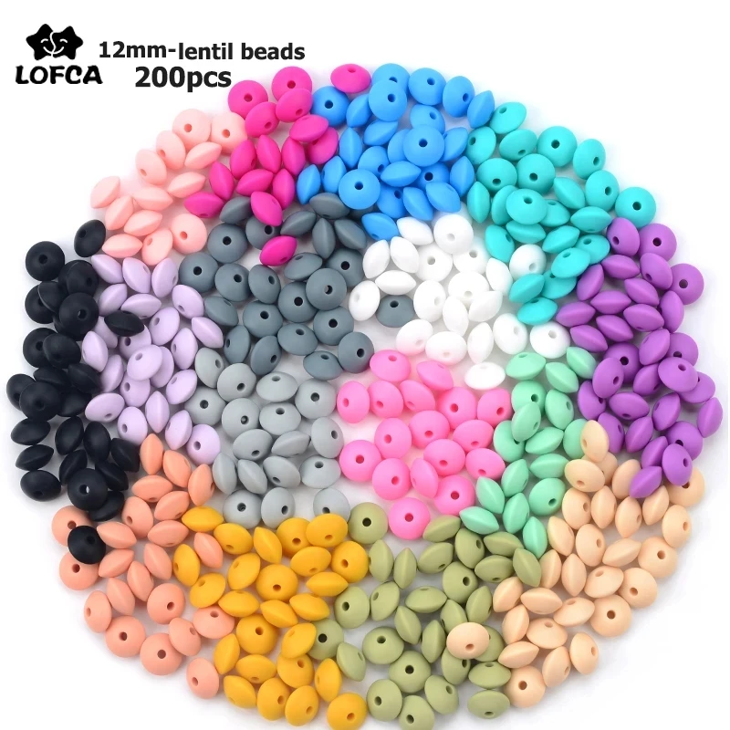 Silicone Lentilha Beads para recém-nascidos, BPA Livre, DIY Encantos, Acessório de Enfermagem, Colar De Dentição, Brinquedo De Dentição, 12mm, 200 Pçs/lote