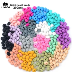 Perles de Lentilles en Silicone sans BPA pour Nouveau-Né, Breloques à Faire Soi-Même, Accessoire d'Allaitement, Collier de Dentition, Jouet, 12mm, 200 Pièces/Lot