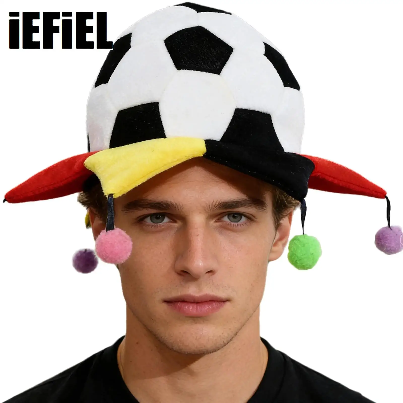 

Carnival Hat Football Colored Jagged Brim Hat Funny Costume Soccer Hats Photo Booth Props for Adults Dress Up Hats Accessories