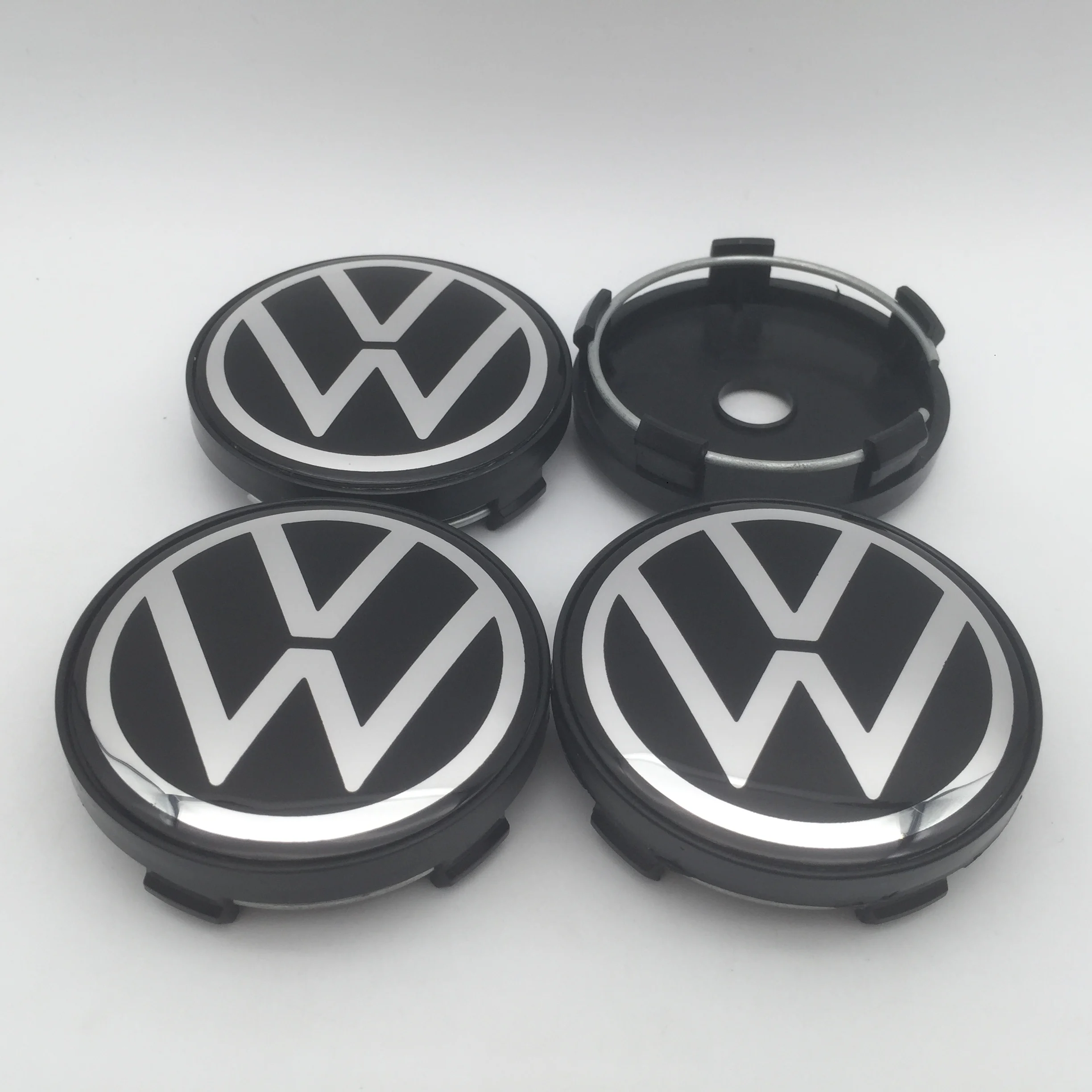 4pcs new black for Volkswagen 56mm 60mm 65mm 68mm Car emblem Wheel hub Center Cap Badge covers sticker Decal styling Accessories