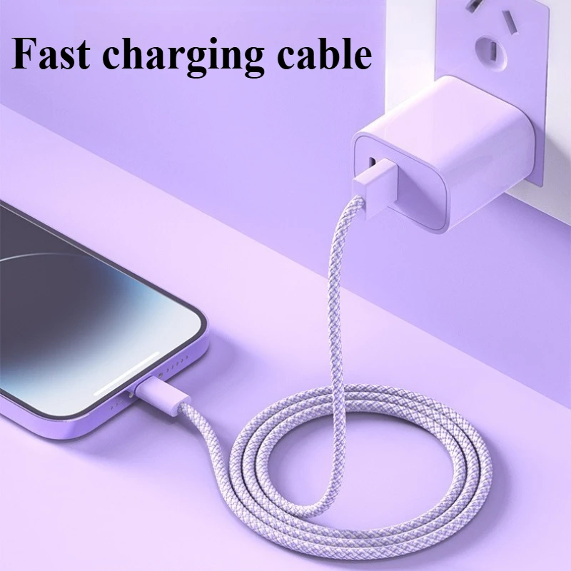 Câble de données de charge rapide tressé Usb vers type-c couleur adapté pour IPhone 16 Samsung Xiaomi câble de charge rapide Usb