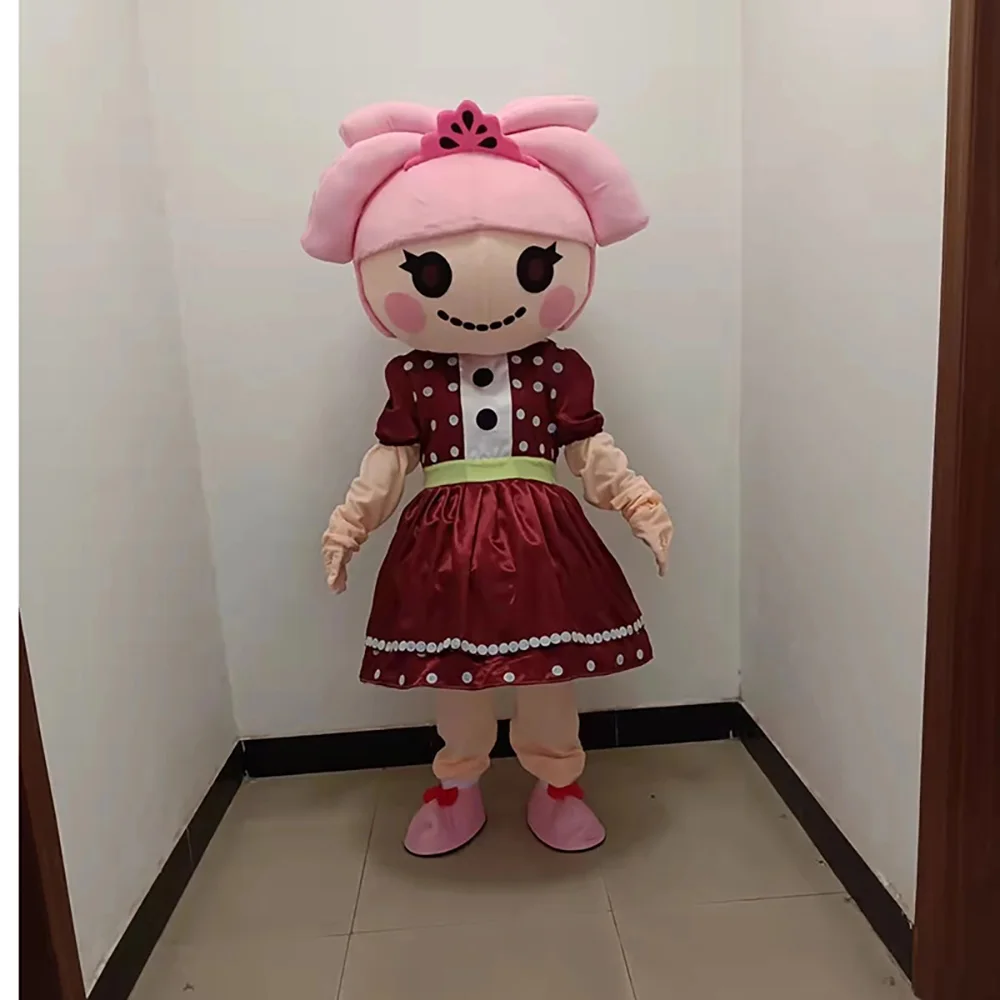 Traje de mascote para meninas adultas, Boneca Wearable Walking Cartoon, Funny Halloween Mardi Gras Fancy Dress, Party Set