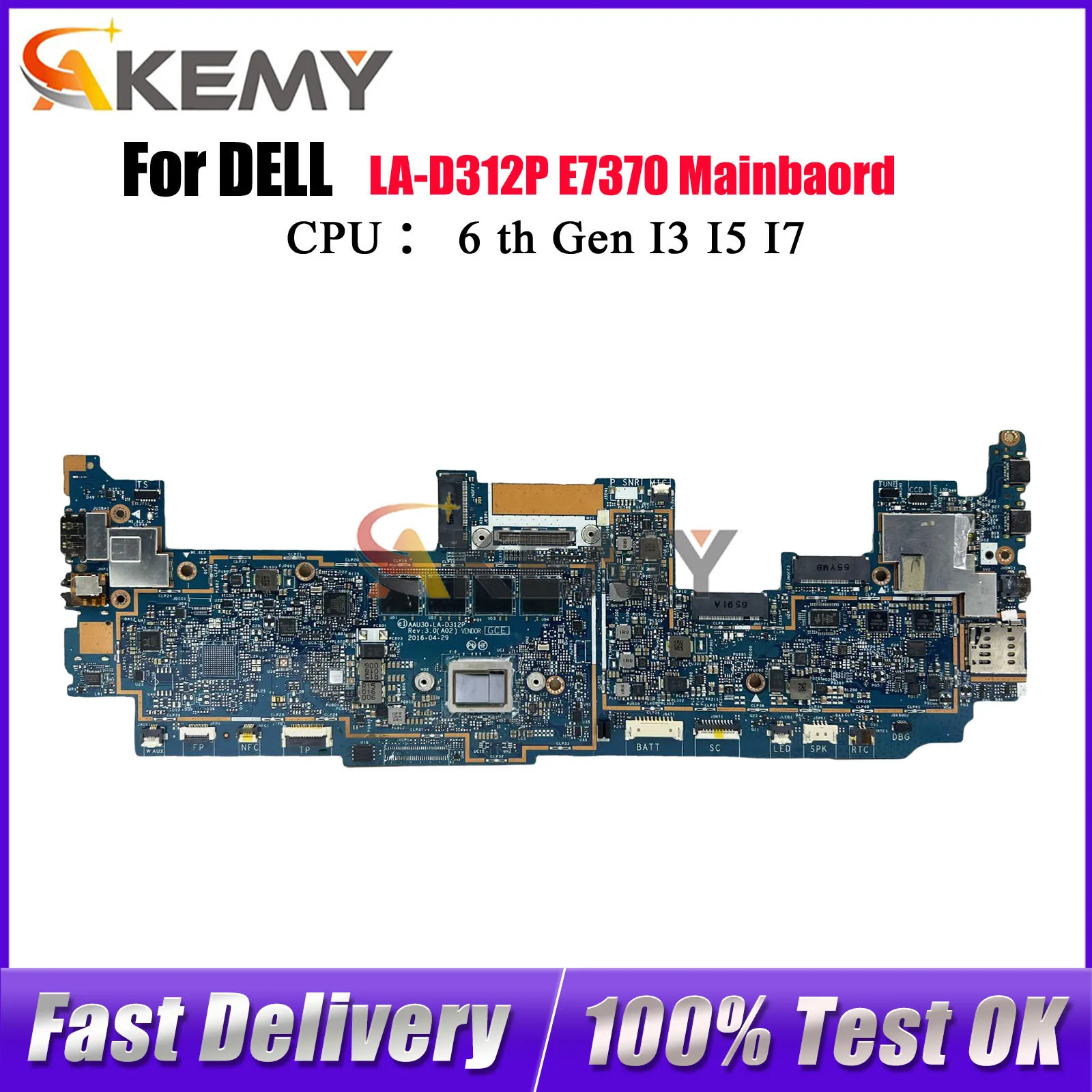 

Материнская плата для ноутбука Dell Latitude 13,3 7370 E7370 LA-D312P CN-0MN6H4 CN-0X95H8 0DHF1J, 100% полностью протестирована