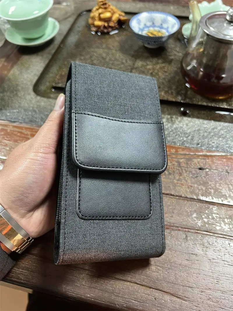 

Nylon Cloth Phone Pouch For Oneplus 13T 12 11 10T Leather Phone Case For Oneplus 13 12 10 Pro 5G Waist Bag Card Slot Phone Cover