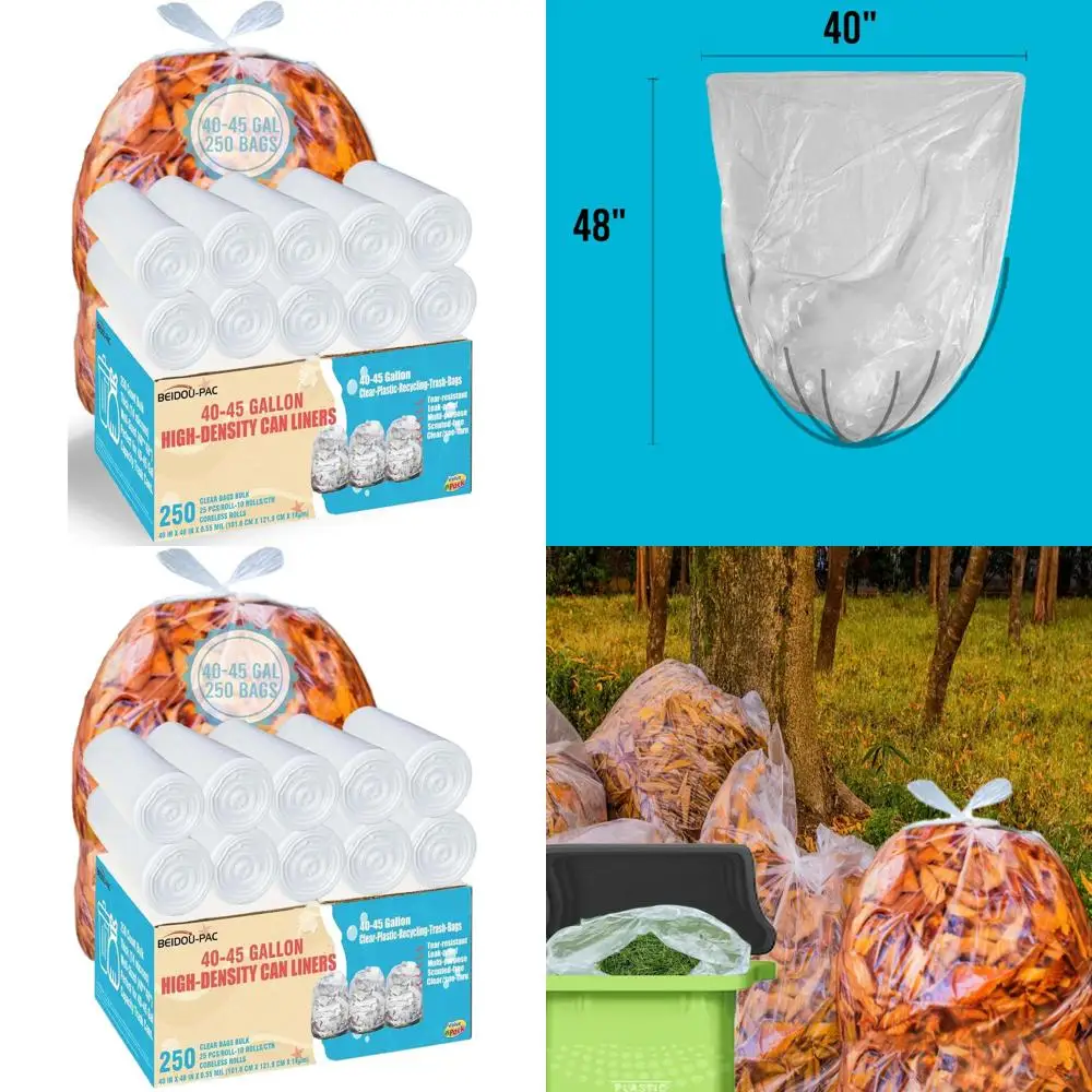 

40-45 Gallon Heavy-Duty Clear Plastic Trash Bags, 250-Pack, Suitable for Recycling, Commercial Use, Storage, and Outdoor