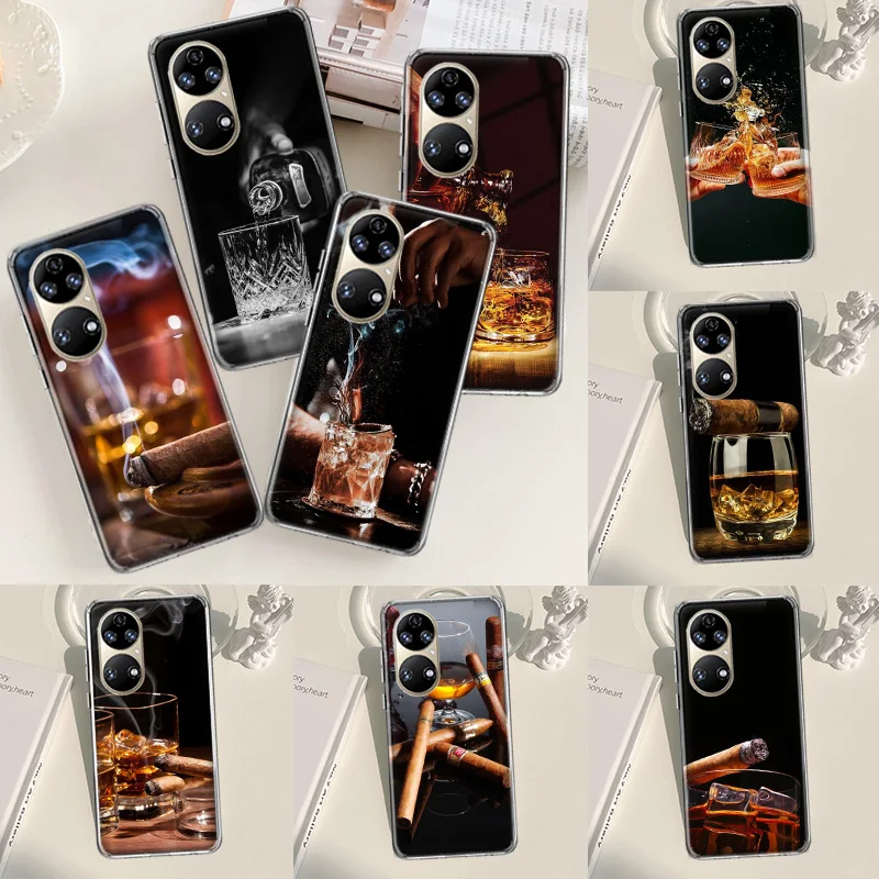 Strong Whiskey With Cigarettes Phone Case For Huawei P50 P40 Pro P30 Lite P20 P10 Mate 10 20 Lite 30 40 Pro Cover Coque