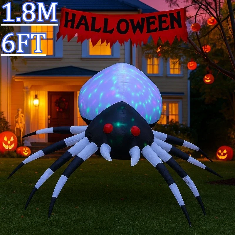 

6FT Holiday Lighting Halloween Inflatable Toys Spider Holiday Decoration with Magic Light Blow Up for Yard Lawn Decor Garden