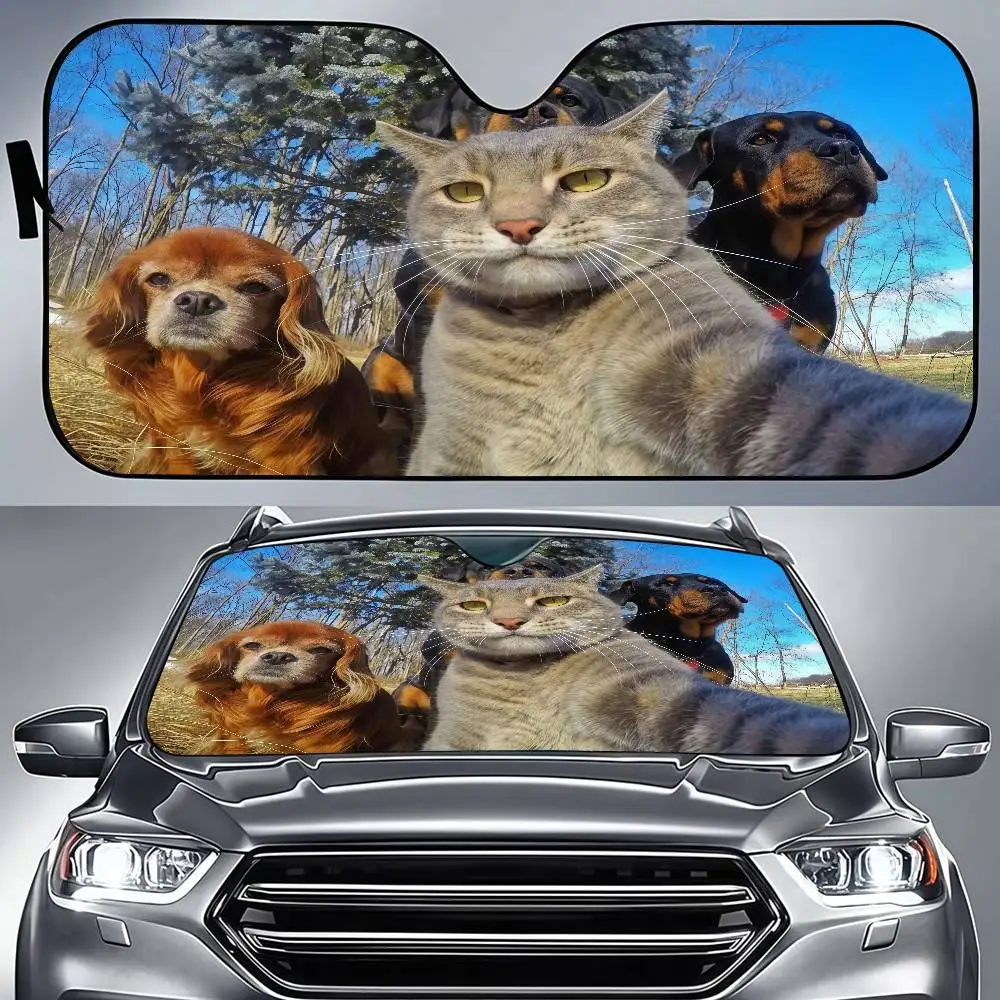 

Cat Selfie Car Front Window Visor Sun Visor Sunscreen Curtain Sunshades Reflector Anti UV Protector