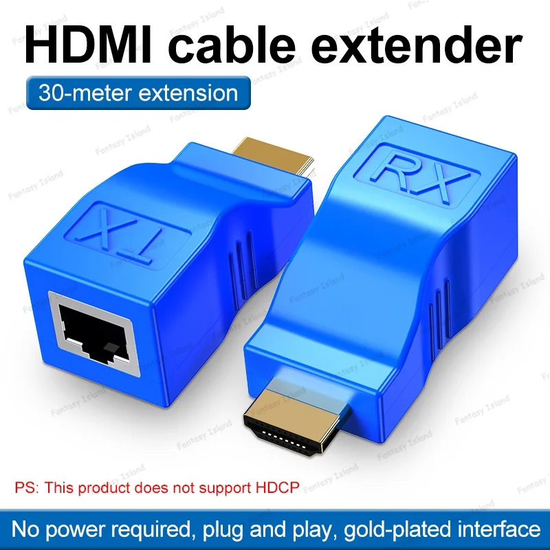 HW-YD30 Hdmi-単一のネットワークケーブル伝送,30m,Hdmiからrj45伝送,信号送信機,4k30hz