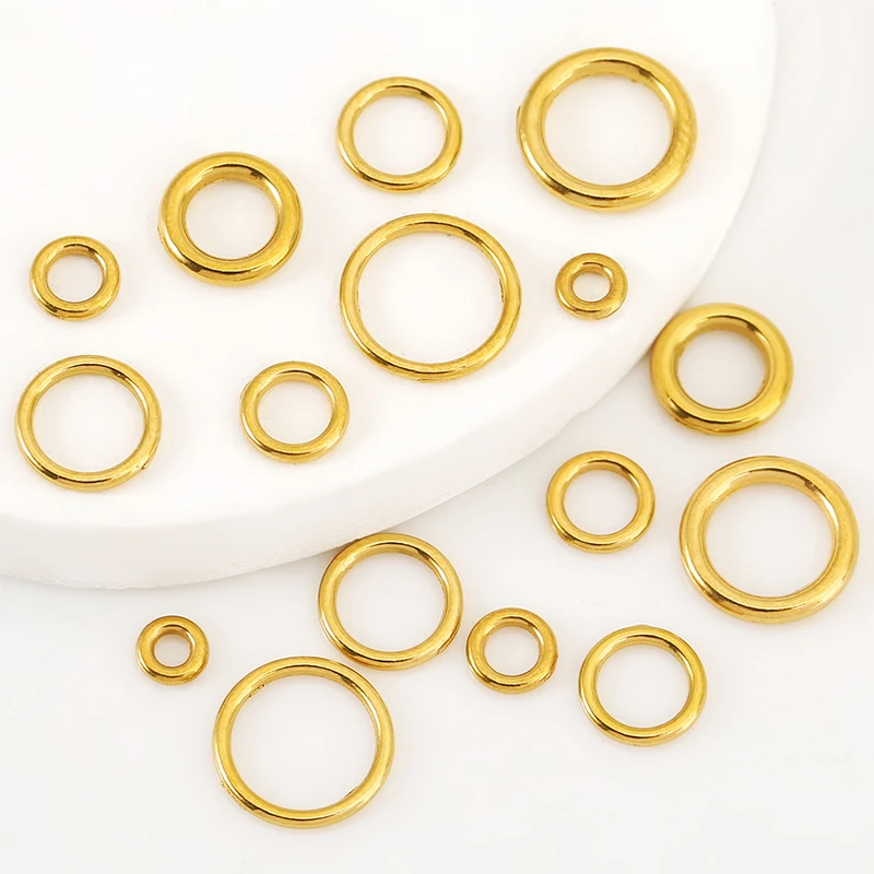 

50pcs 4/5/6/7/8/10 mm Never Fade Stainless Steel Closed Round Jump Rings Connector Circle Ring for DIY Jewelry Making Supplies