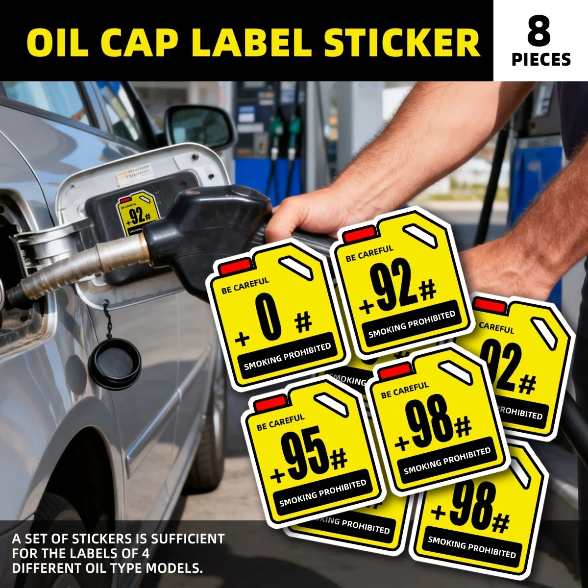 Fuel Type Label Sticker for Gas Cap 0# 92# 95# 98# Removable No Residue for Motorcycle Lawn Mower Canister