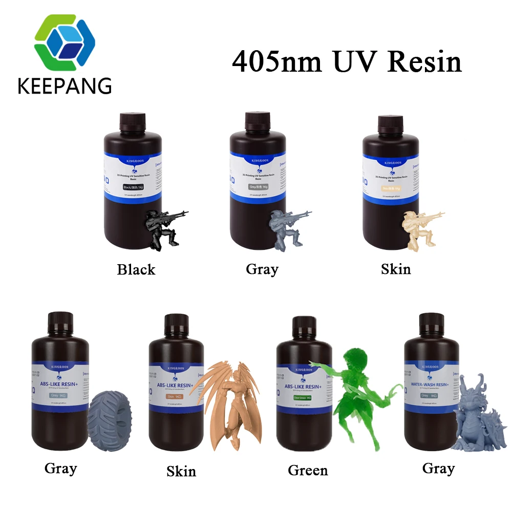 KINGROON-resina lavable al agua para impresora 3D DLP LCD, resina UV de 405nm para Photon M3 Plus Max ABS, impresión líquida de resina, 1KG