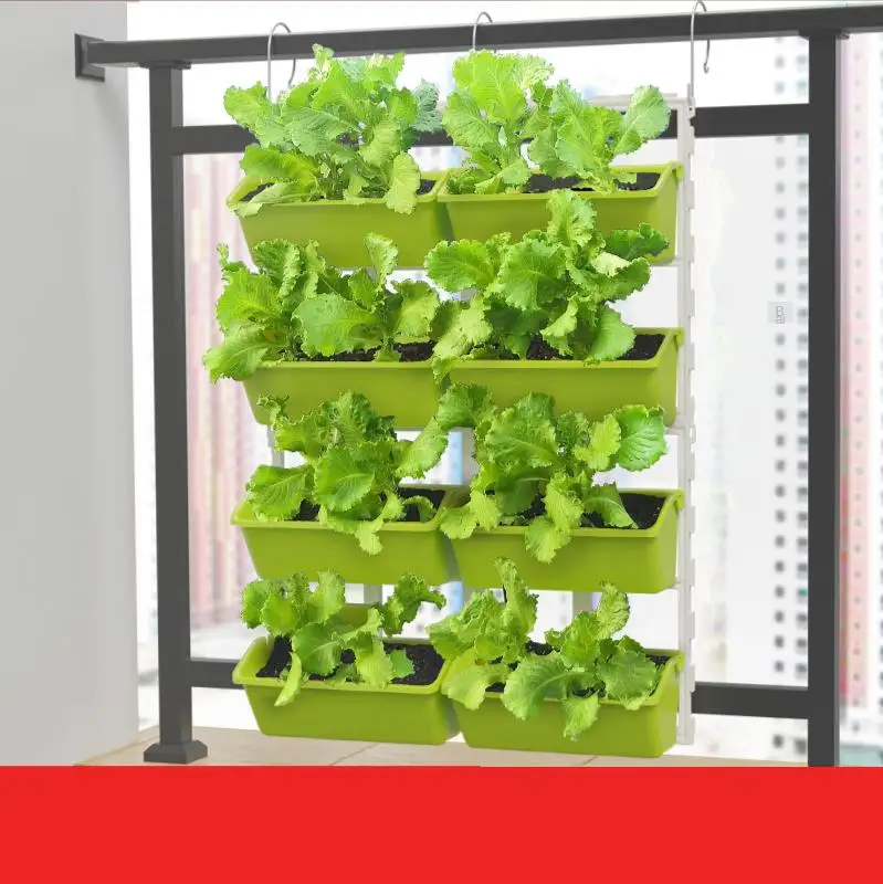 طبقة حوض الزراعة أواني الزهور المعلقة صندوق نباتات بلاستيكي مستطيل