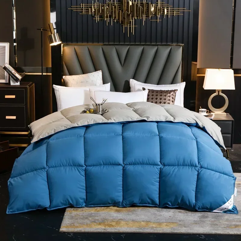 Home Comforter Winter Quilted Blanket Goose Down Duvet Quilt 100% Cotton Cover King Queen Blanket Size Twin Stitch Одеяло 이불 이불
