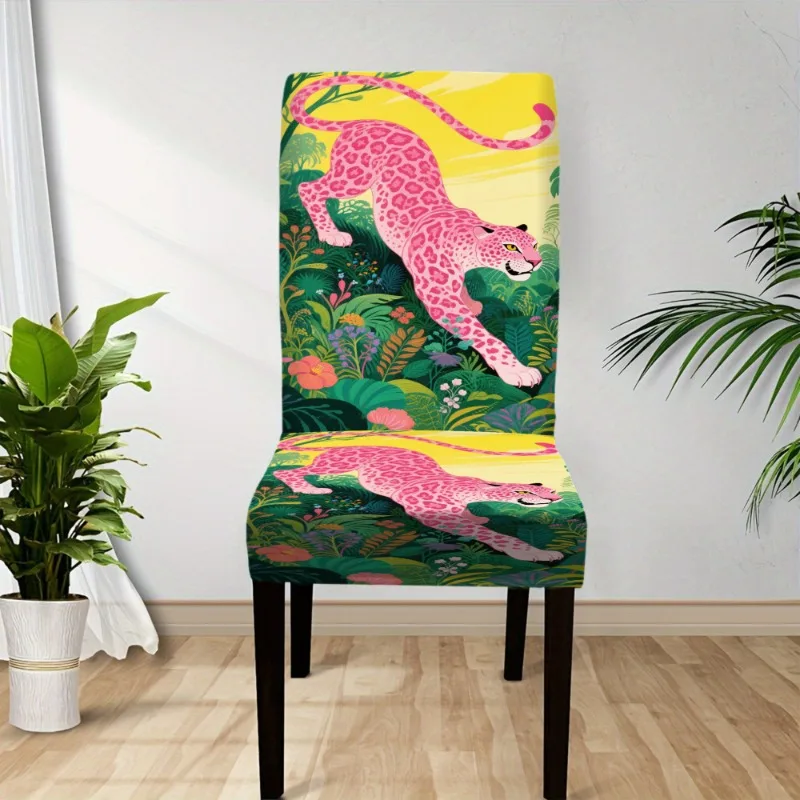 

Чехол на стул из молочного шелка с ретро-иллюстрацией и принтом, устойчивый к пятнам чехол на обеденный стул, модный универсальный чехол для домашнего отеля