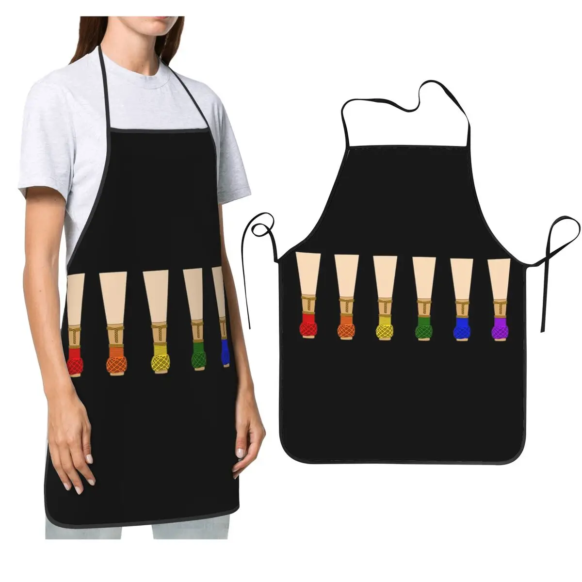 Bassoon Reeds (Rainbow) Apron Chef Cooking Baking Tablier Waterproof Bib Kitchen Cleaning Pinafore for Women Men Painting
