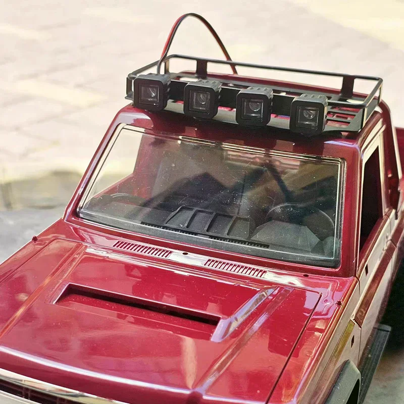 

Mn82 Model Car Simulation Metal Luggage Carrier Roof Rack With Led Light Rc Upgrade Parts Accessories Four Lights