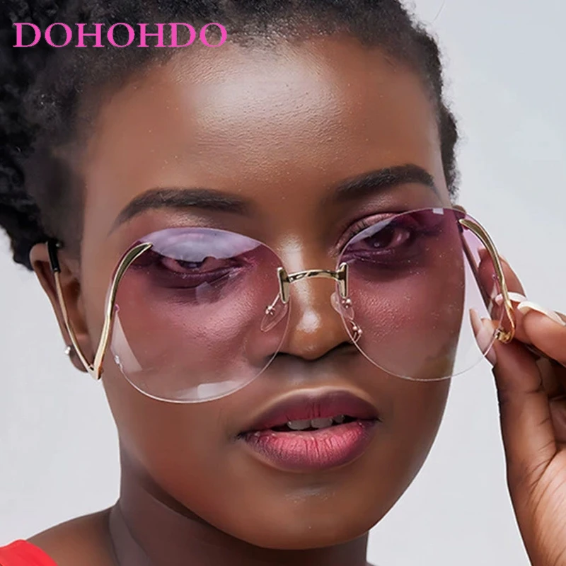 

Trendy Personality Oversized Rimless Metal Leg Women Sunglasses Luxury Design Men Sunglass Summer Traveling Female Eyewear UV400