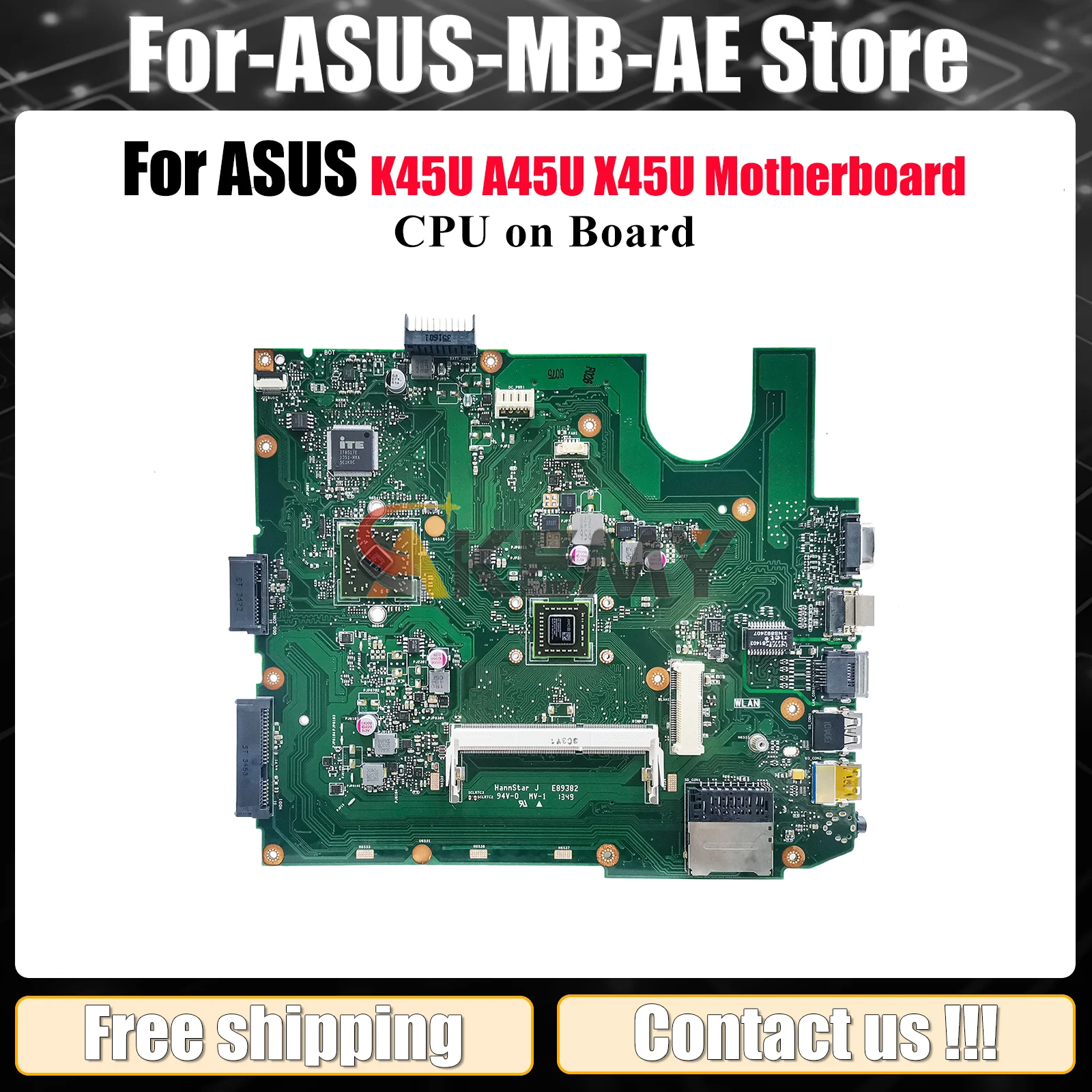 

X45U Laptop Motherboard For ASUS VivoBook A45U K45U X45U X45U Notebook Mainboard With CPU 100% tests OK fast shipping stk