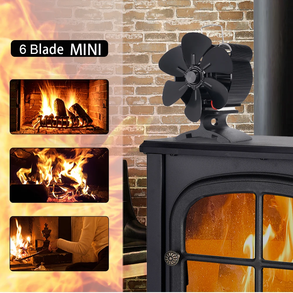 Mini Fireplace Fan With 6 Blades Heat-powered Stove Fan No Battery or Electricity Required Log Wood Burner Eco Quiet Fan Heater