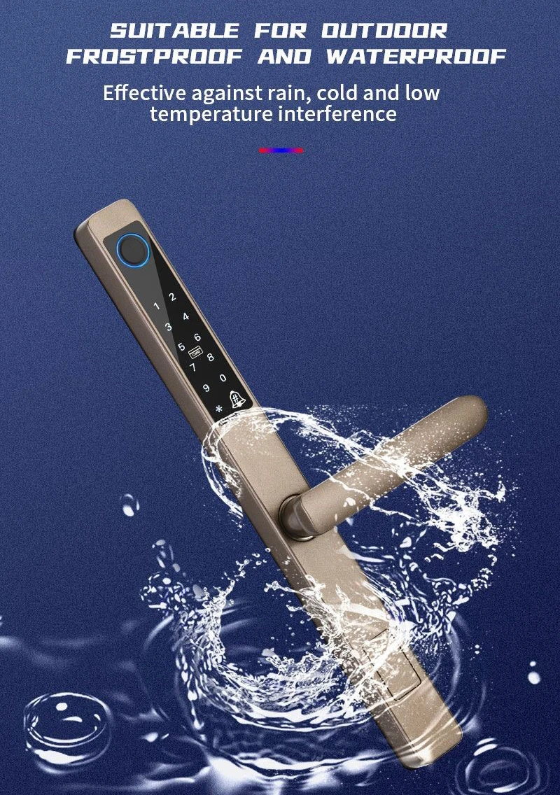 Tuya APP IP65 Waterproof Smart Fingerprint Password Card Door Lock Zinc Alloy For Outdoor Pull Push Sliding Door