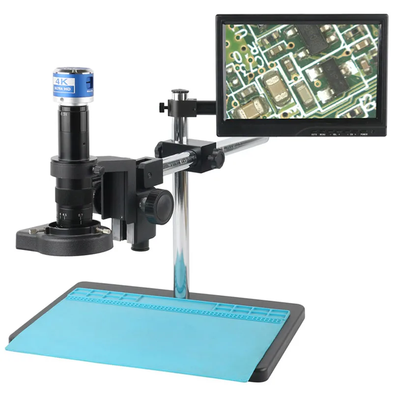 Industrial Microscope Camera 4K FHD HDMI Type-c PC Zoom 120X 180X 300X 200X Video Camera Work System For Phone Soldering Repair