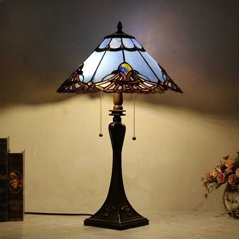European Art Colored Glass Lampshade Floor Lamps Living Room Bedroom Bedside Hotel Luxurious Home Decoration LED Standing Light