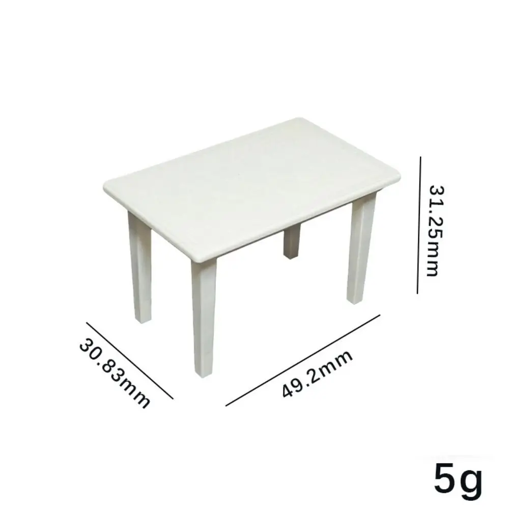 1/12 Dollhouse Miniature Wood Desk Mini Plastic Coffee Table Chairs Multistyles Simulation Furniture Model Toys view 5