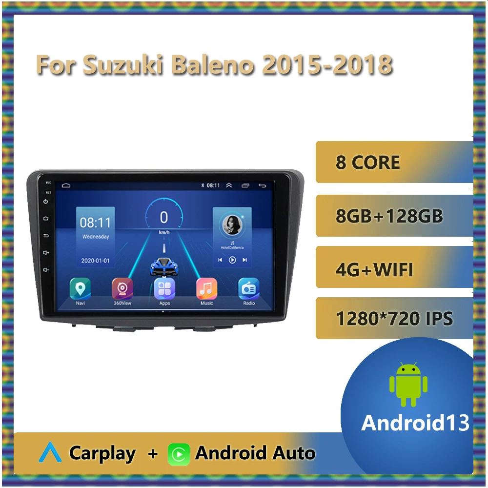 2 Din Android 13 Car Radio Multimedia Video Player for Suzuki Baleno 2015 2016 2017 2018 Navigation Carplay Stereo Head Unit DSP