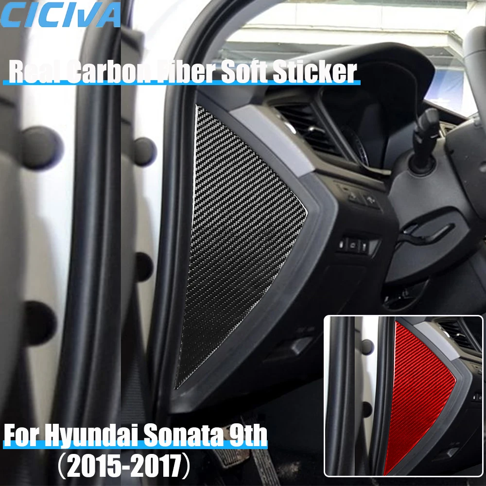 

Real Carbon Fiber Car Accessories Dashboard Side Door Panel Trim Cover Soft Sticker For Hyundai Sonata 9th LF 2015 2016 2017