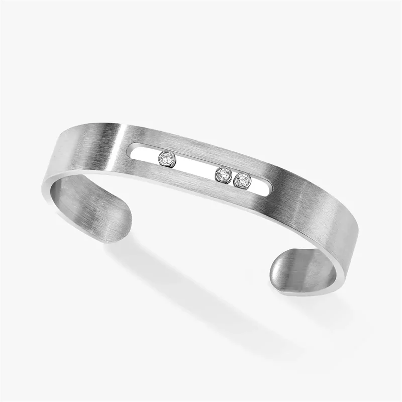 Bracelets for Men S925 Sterling Silver Luxury Jewelry MOVE TITANIUM Open Bracelet Special Valentine's Day Gift