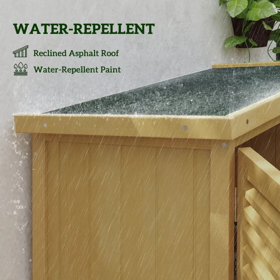 Gudang Penyimpanan Taman Kayu 5' x 3' dengan Atap Aspal dan 2 Pintu Kayu Besar dengan Kunci Yw