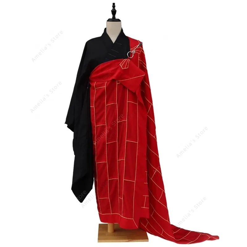 

Buddhist Monk Robe - Red 25-Striped Kasaya Silk Cotton Blend Ceremonial Dharma Attire Zen